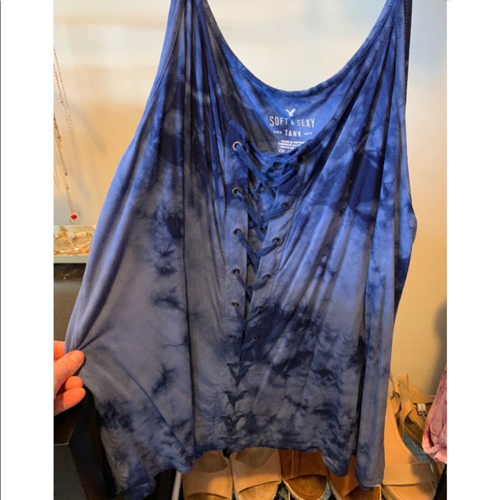 Lace Up American Eagle Soft & Sexy Tank Tie Dye
